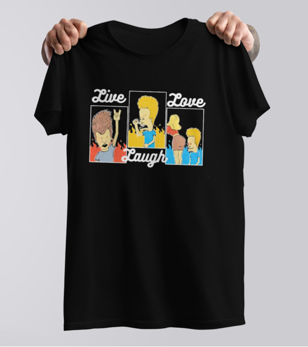 Live Laugh Love Beavis And Butt-Head Rock Band Comedy T-Shirt