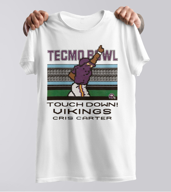 Tecmo Bowl Touch Down Vikings Cris Carter Retro Pixel T-Shirt