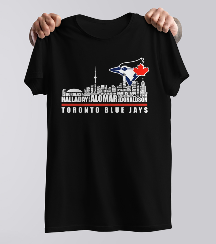 Toronto Blue Jays Skyline Names Halladay Alomar Carter Donaldson Toronto City T-Shirt
