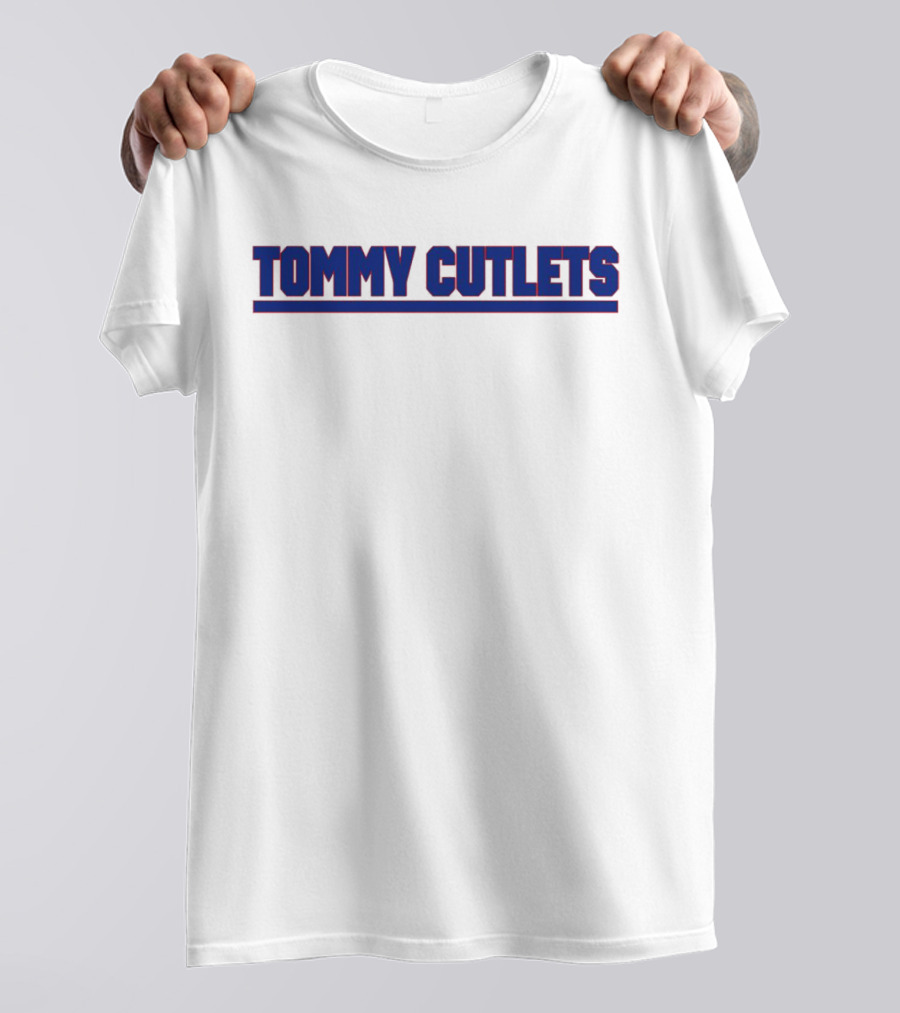 Tommy Cutlets New York Style Font Bold Blue T-Shirt