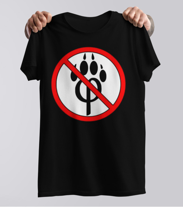 Anti Furry Paw Symbol With Red Prohibition Circle T-Shirt