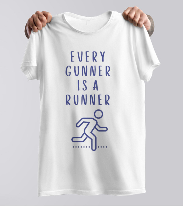Every Gunner Is A Runner Blue Running Stick Figure T-Shirt