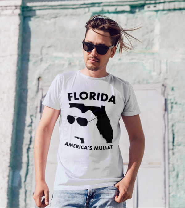 Florida America's Mullet Sunglasses State Outline T-Shirt