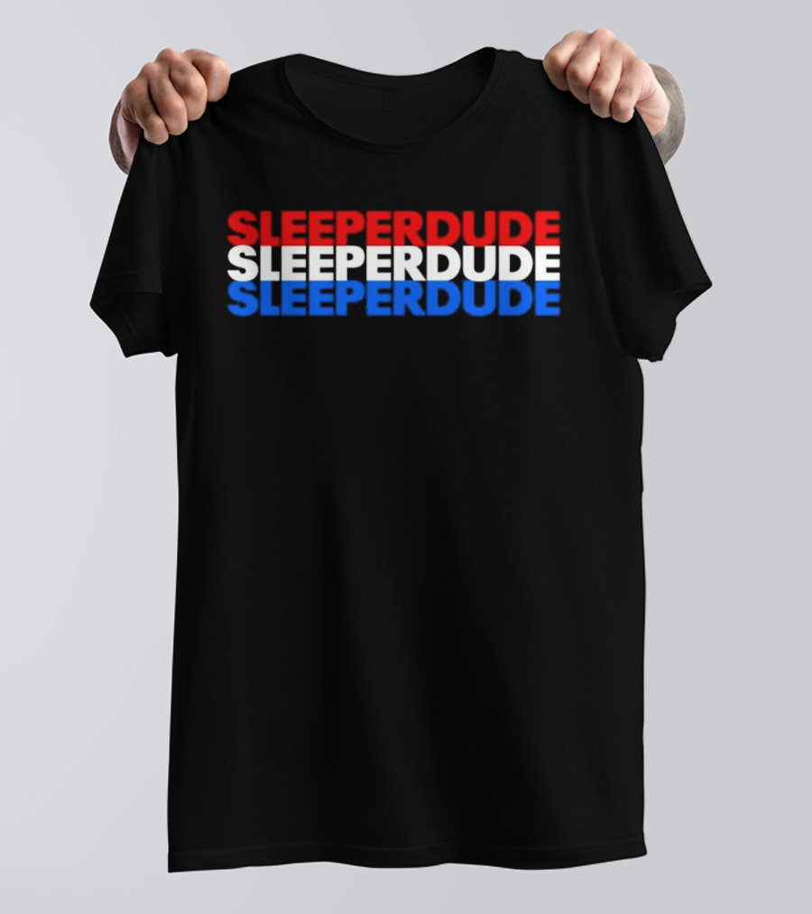 SLEEPERDUDE Red White Blue Stacked Text T-Shirt