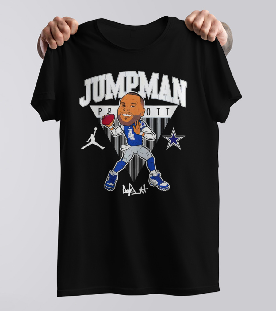 Jumpman Prescott Dak Prescott Dallas Cowboys 4 Signature Football Star T-Shirt
