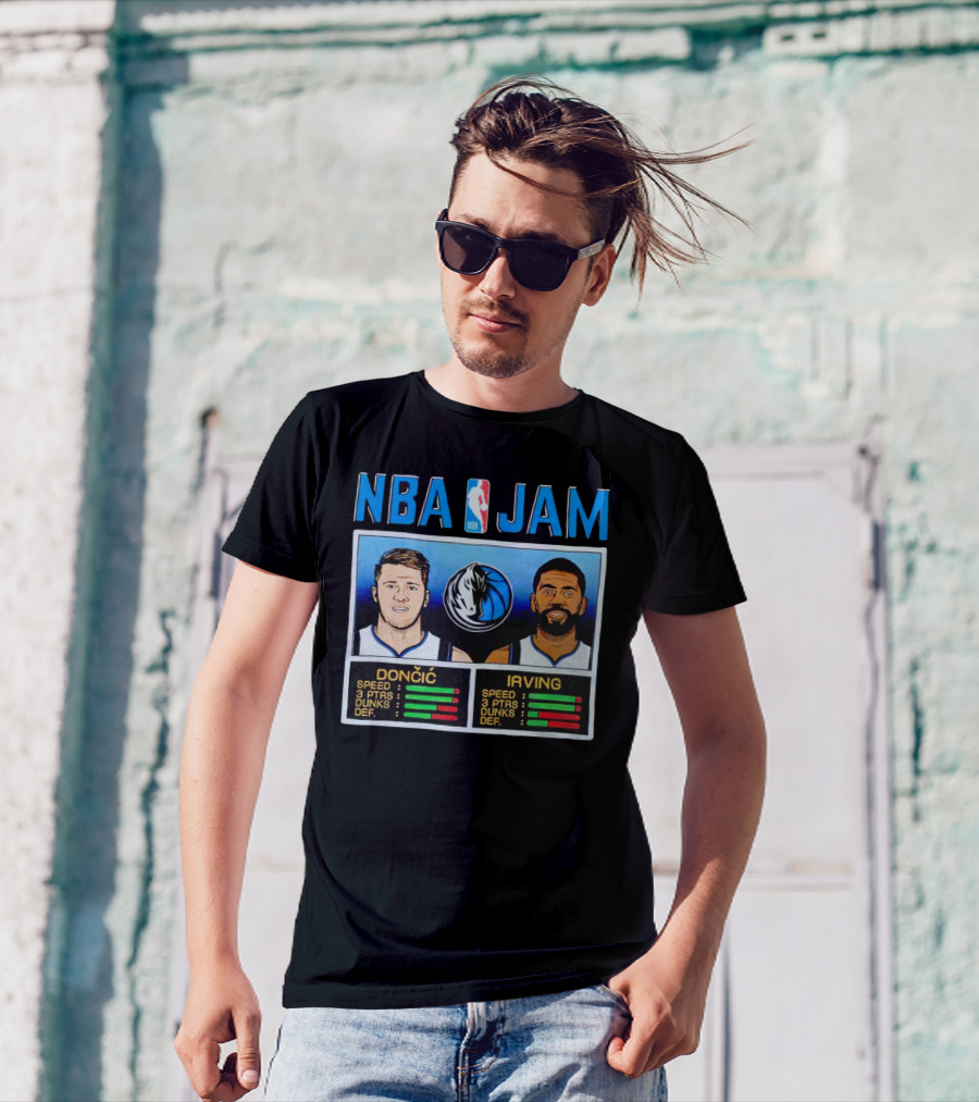 NBA Jam Mavericks Luka Dončić Kyrie Irving Stats T-Shirt