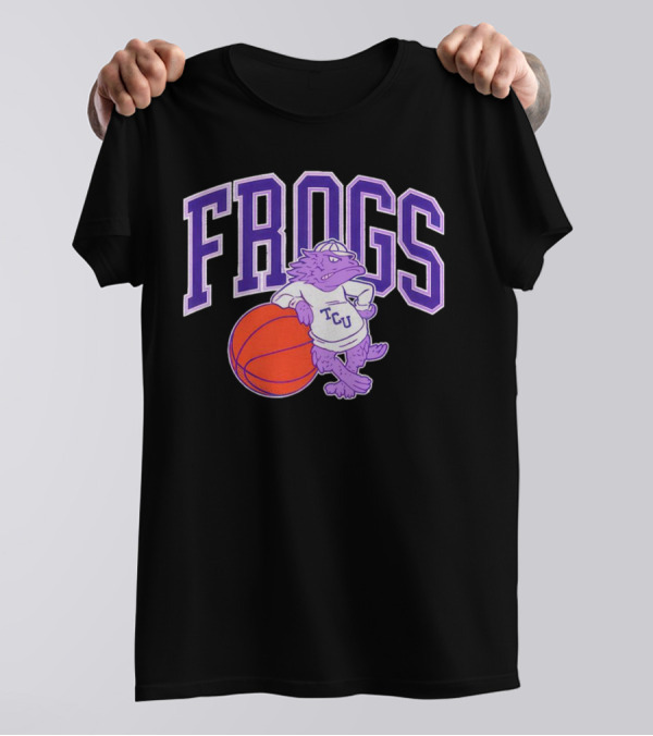 TCU Frogs Basketball Mascot With Purple Horned Frog And Ball T-Shirt