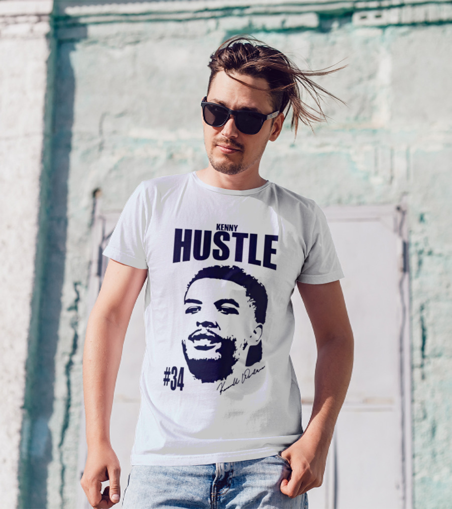 Kenny Hustle Kenrich Williams #34 Signed Face T-Shirt