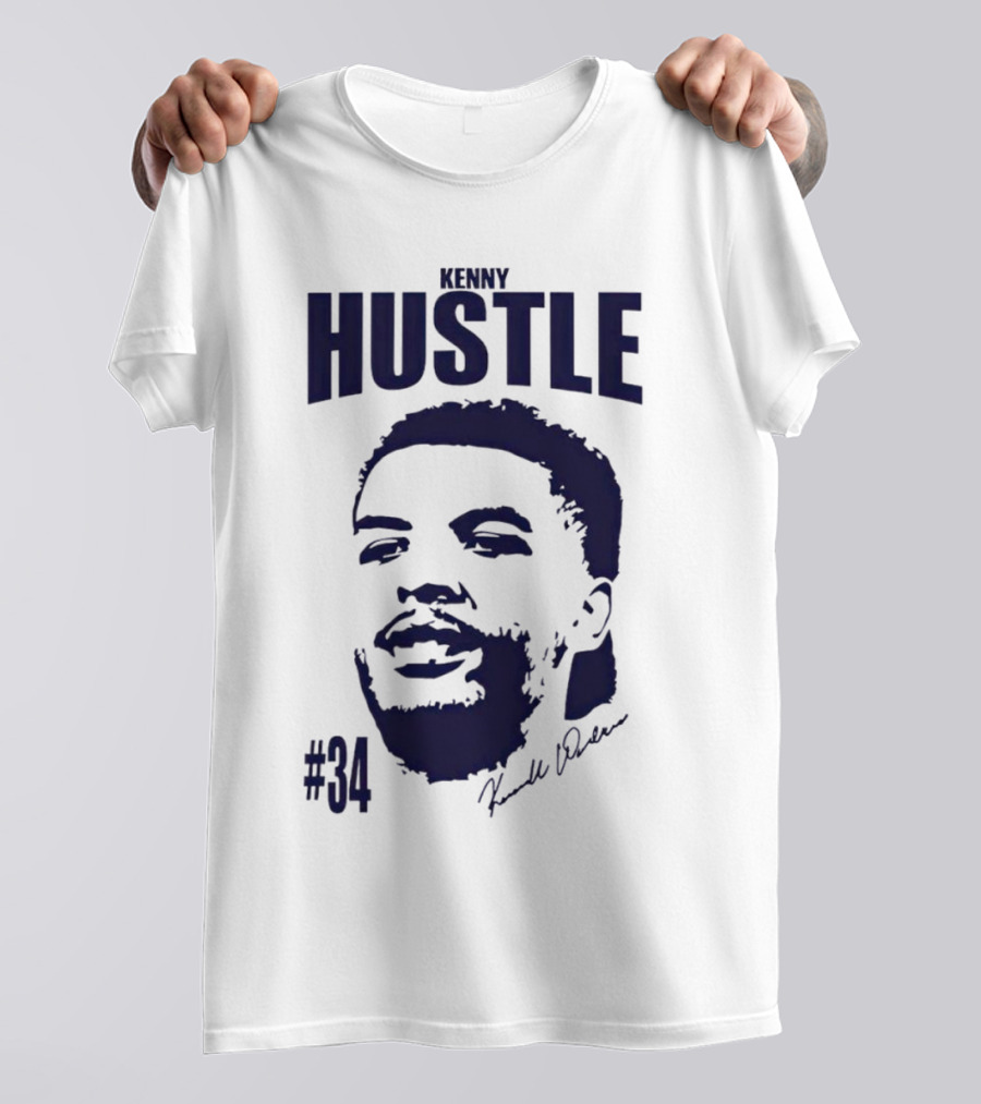 Kenny Hustle Kenrich Williams #34 Signed Face T-Shirt