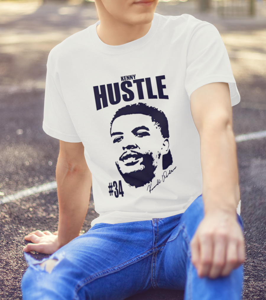 Kenny Hustle Kenrich Williams #34 Signed Face T-Shirt