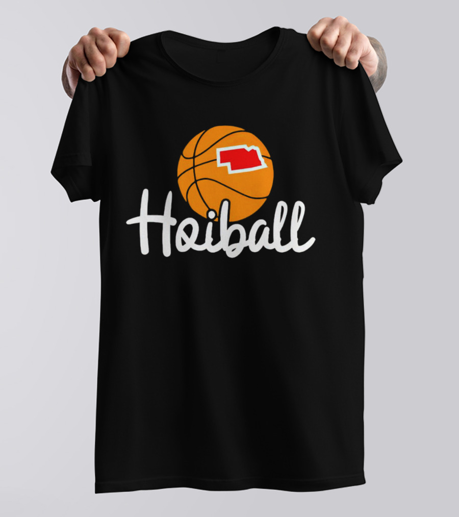 Nebraska Hoiball Basketball Icon With State Outline T-Shirt
