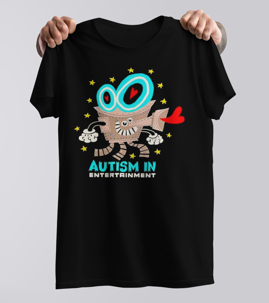 Autism In Entertainment Starry-Eyed Robot With Heart Projector T-Shirt