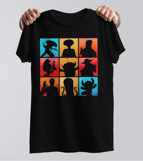 The Alien Gang Iconic Pop Culture Sci-Fi Silhouettes Compilation T-Shirt