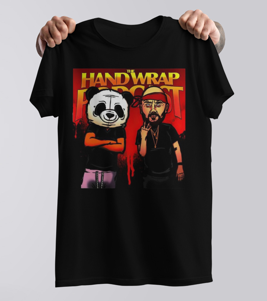 The Hand Wrap Podcast Panda Mask And Bandana Characters T-Shirt