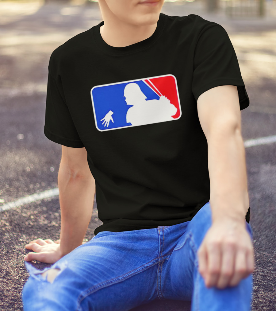 Darth Vader MLB Parody Silhouette With Baseball Bat And Hand T-Shirt