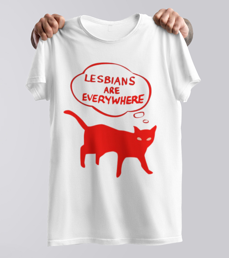 Lesbians Are Everywhere Red Cat T-Shirt