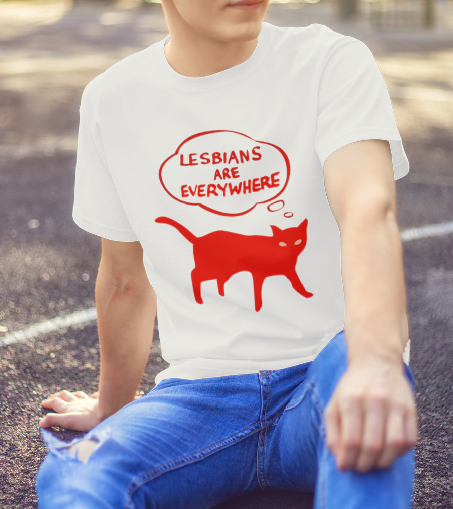 Lesbians Are Everywhere Red Cat T-Shirt