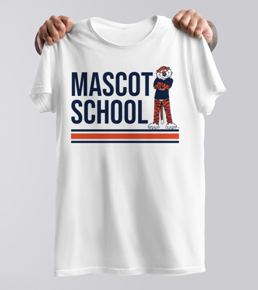 Auburn Tigers Mascot School Tiger Stripes Navy And Orange T-Shirt