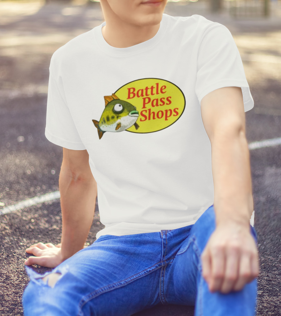 Battle Pass Shops Fish Logo Retro Inspired T-Shirt