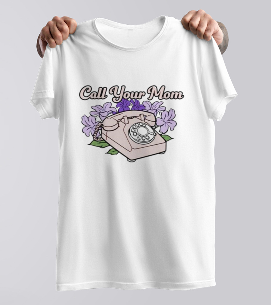 Call Your Mom Floral Vintage Telephone T-Shirt