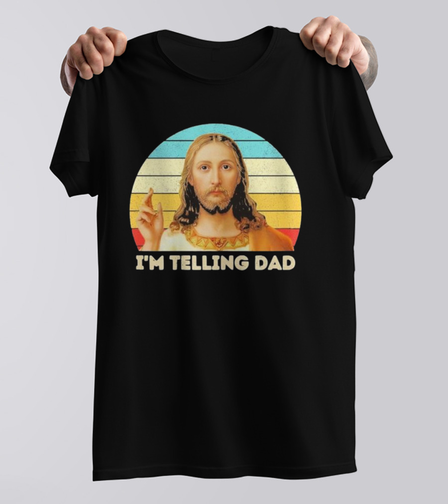 Christian Jesus I'm Telling Dad Retro T-Shirt