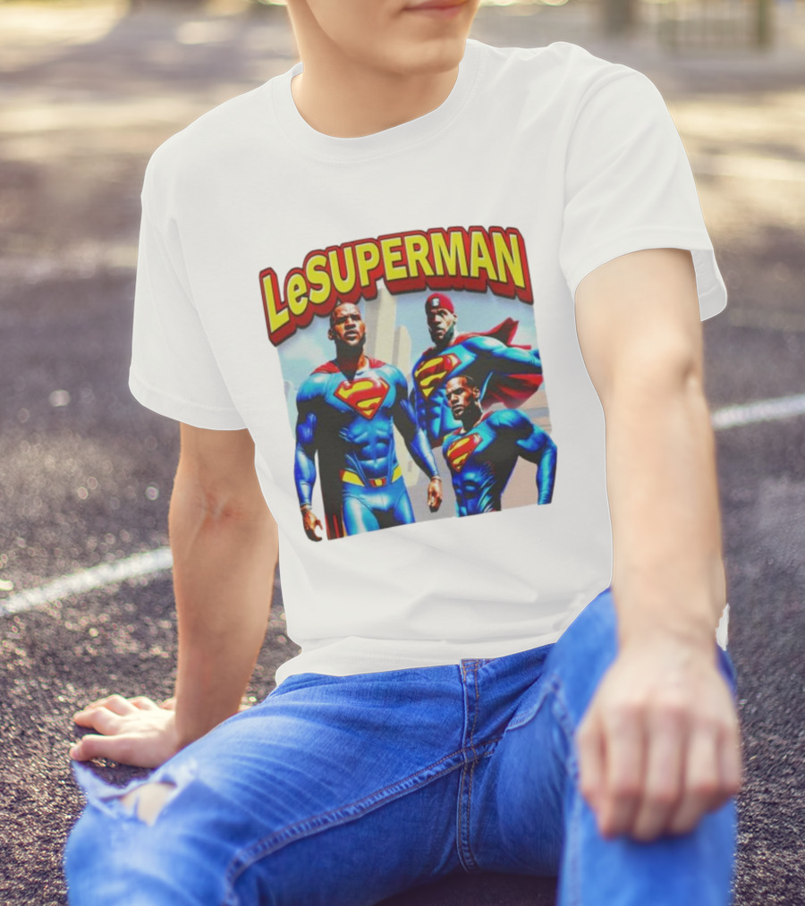LeSuperman Lebron James Superman Trio Heroic Pose T-Shirt