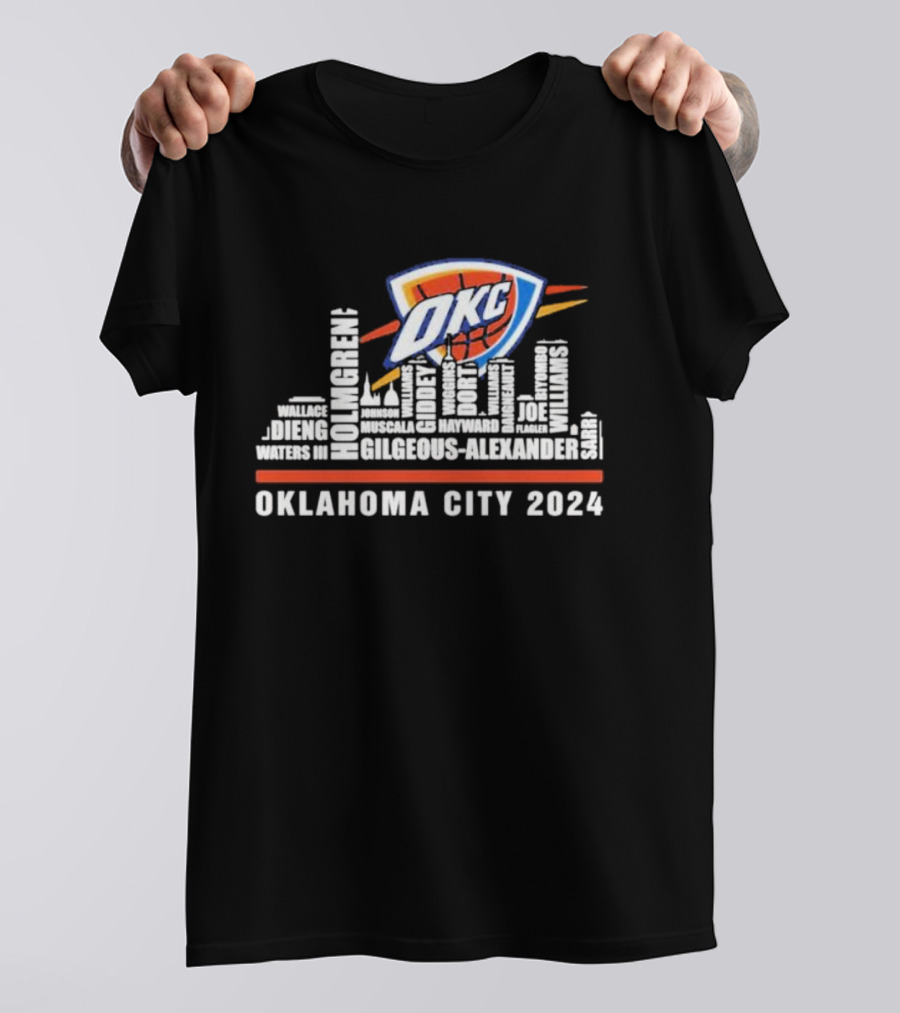 Oklahoma City Thunder 2024 Players Names Skyline OKC T-Shirt