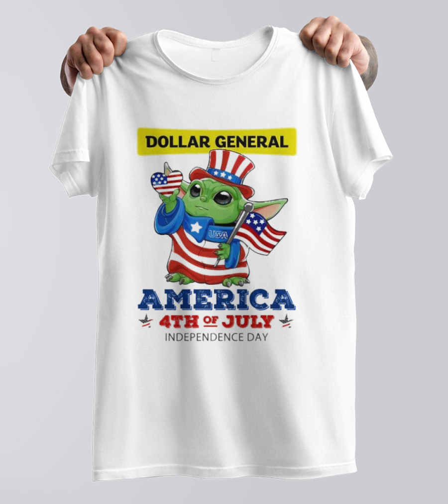 Dollar General Baby Yoda USA America 4th Of July Independence Day T-Shirt