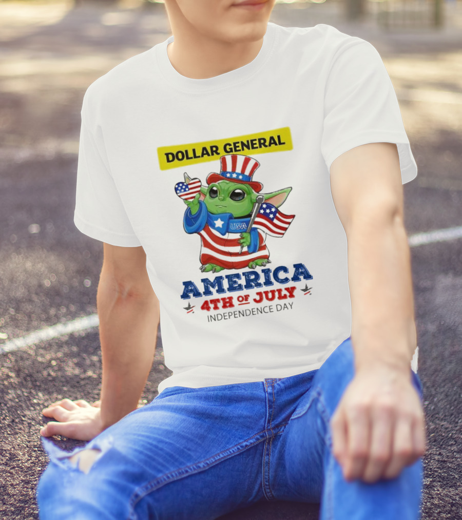 Dollar General Baby Yoda USA America 4th Of July Independence Day T-Shirt