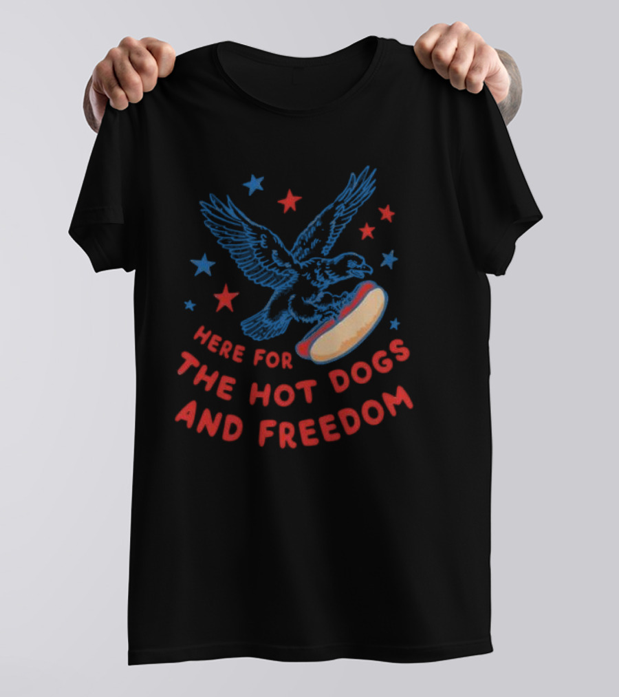 Here For The Hot Dogs And Freedom USA Eagle Stars T-Shirt