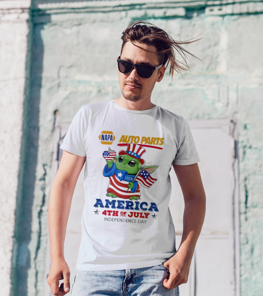 NAPA Auto Parts Baby Yoda USA America 4th Of July Independence Day T-Shirt
