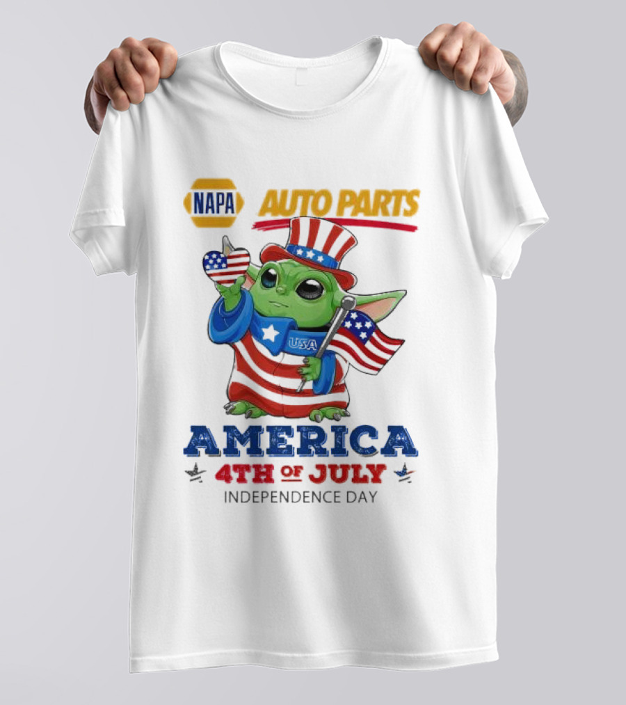 NAPA Auto Parts Baby Yoda USA America 4th Of July Independence Day T-Shirt