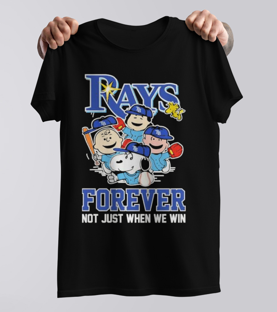 Tampa Bay Rays Peanuts Characters Baseball Forever Not Just When We Win T-Shirt