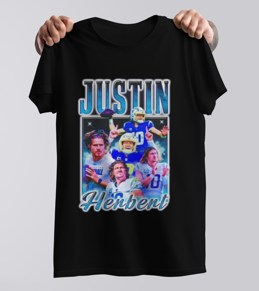 Justin Herbert Dynamic Football Moments Layered T-Shirt