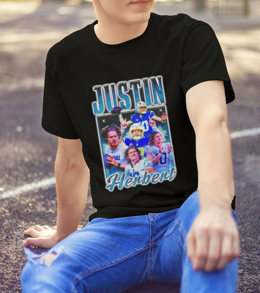 Justin Herbert Dynamic Football Moments Layered T-Shirt
