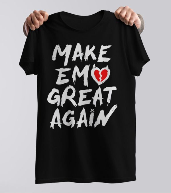 MAKE EMO GREAT AGAIN Broken Heart Devil Horns T-Shirt