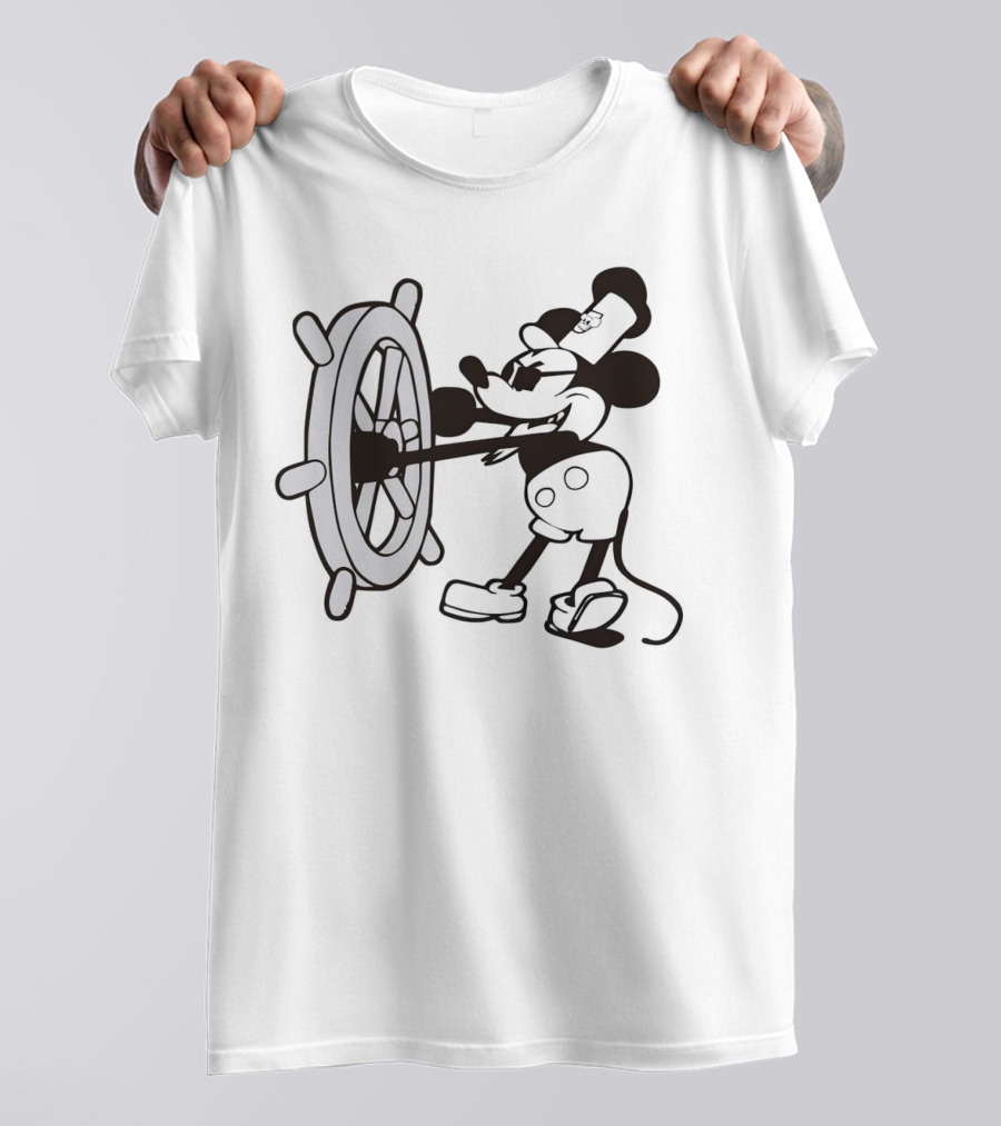 Steamboat Willie Mickey Mouse Pirate Steering Wheel T-Shirt