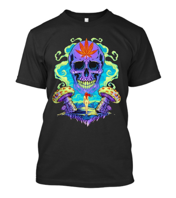 Skull Ethereal Euphoria Psychedelic Mushroom Fantasy T-Shirt
