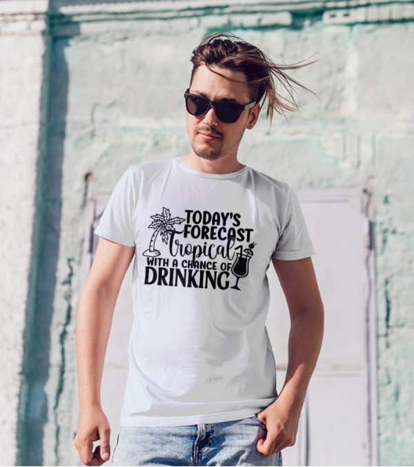 Today's Forecast Tropical With A Chance Of Drinking Palm Tree And Cocktail T-Shirt