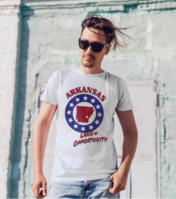 Arkansas Land Of Opportunity Red State Blue Star Circle T-Shirt