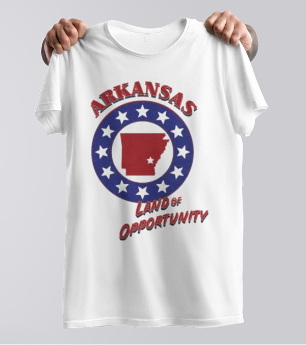 Arkansas Land Of Opportunity Red State Blue Star Circle T-Shirt