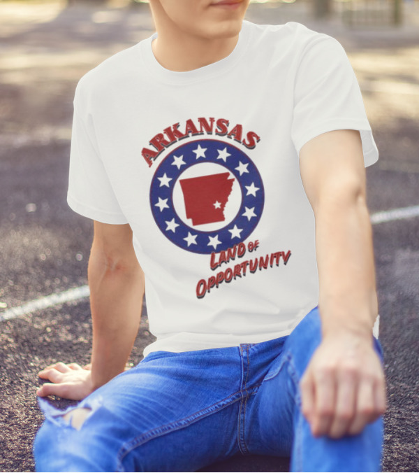 Arkansas Land Of Opportunity Red State Blue Star Circle T-Shirt