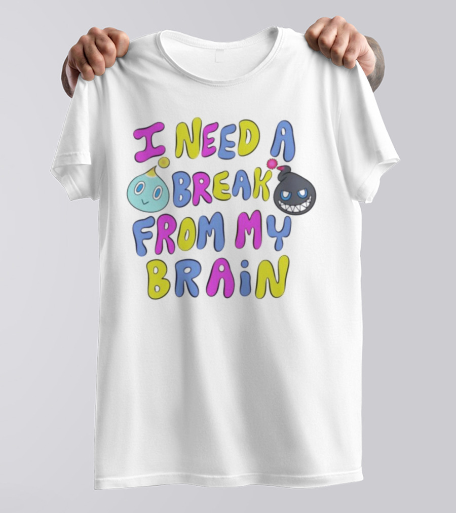 I Need A Break From My Brain With Playful Cartoon Characters T-Shirt