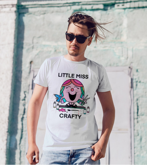 Little Miss Crafty Colorful Art Tools And Smiling Character T-Shirt