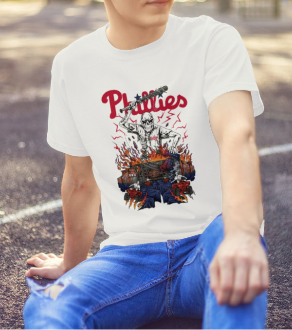 Phillies Ring The Bell Skeleton Flames T-Shirt