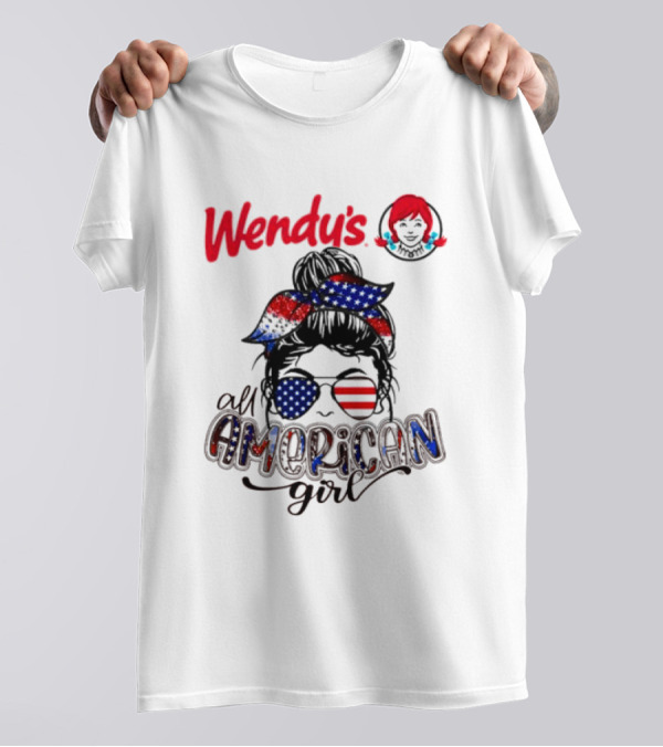 Wendy's All American Girl Messy Bun With Patriotic Sunglasses And Bandana T-Shirt