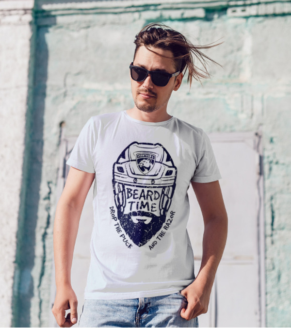 Florida Panthers Beard Time Drop The Puck And The Razor Hockey T-Shirt