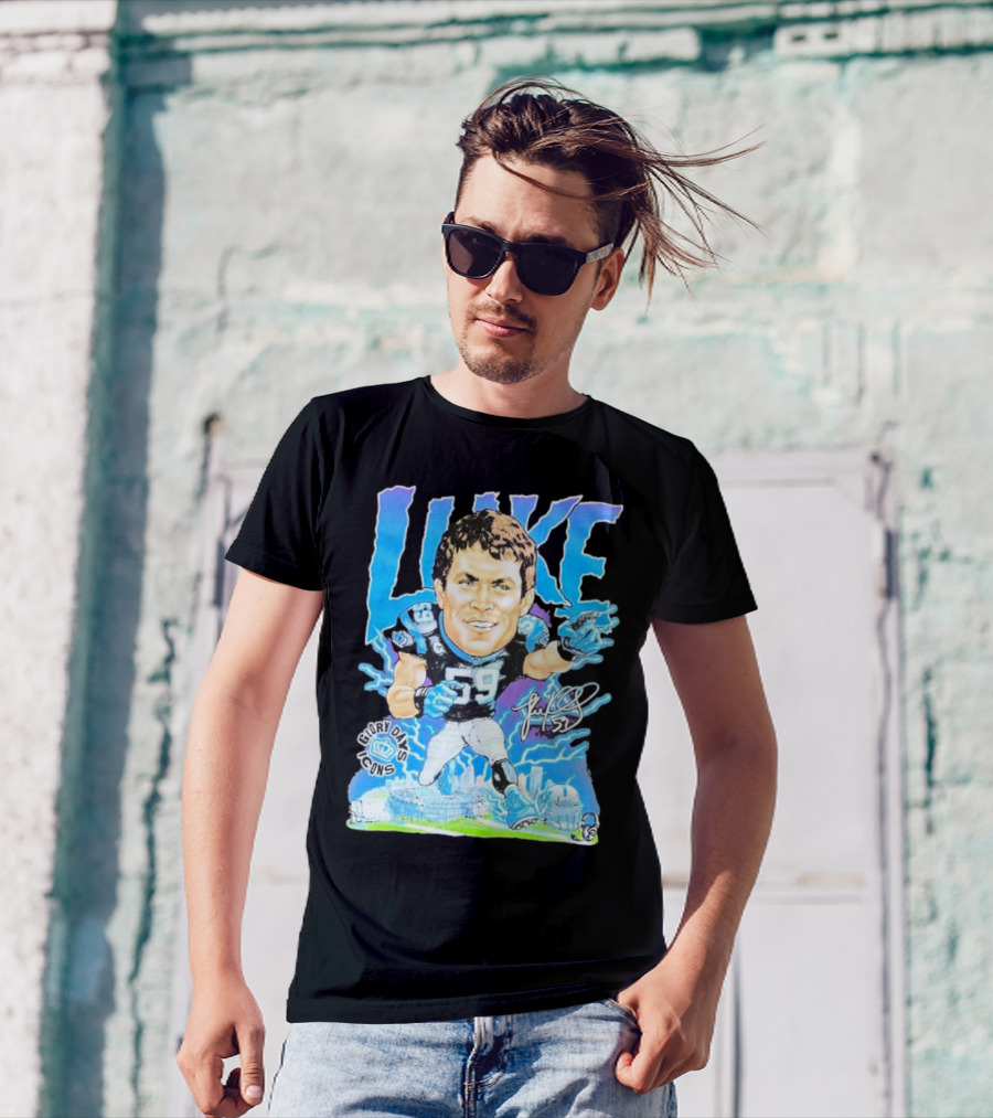 Luke Kuechly Carolina Panthers 59 Glory Days Icons Caricature T-Shirt