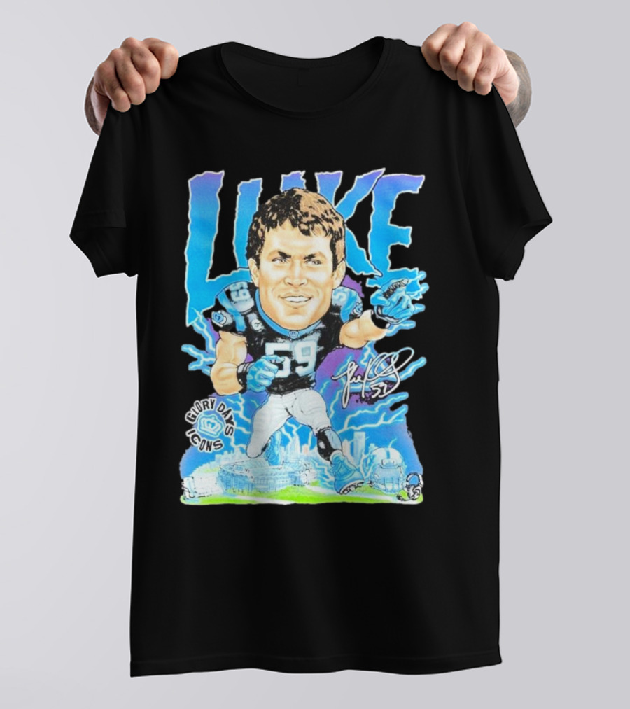 Luke Kuechly Carolina Panthers 59 Glory Days Icons Caricature T-Shirt