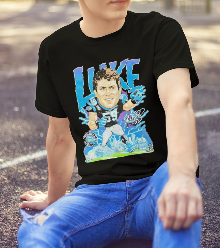 Luke Kuechly Carolina Panthers 59 Glory Days Icons Caricature T-Shirt